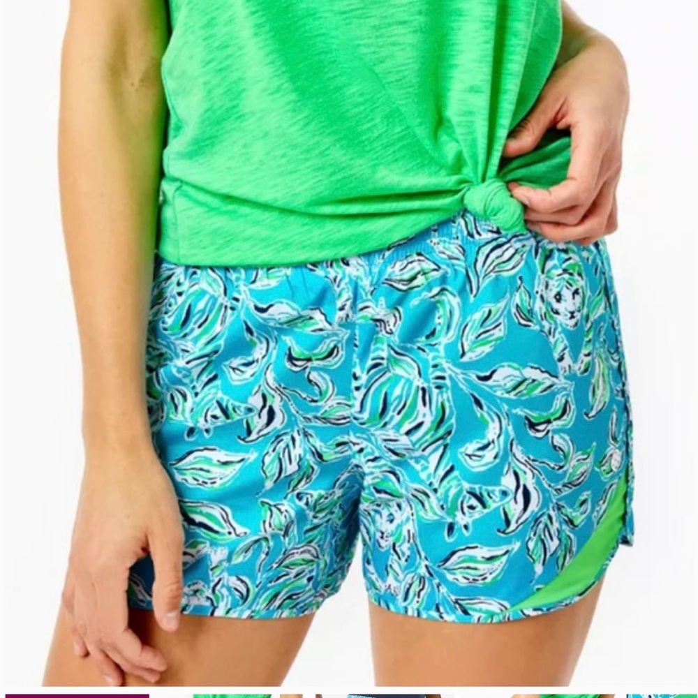 Lilly Pulitzer Luxletic Ocean Trail Shorts Turquoise Oasis Athletic Sz M 001485